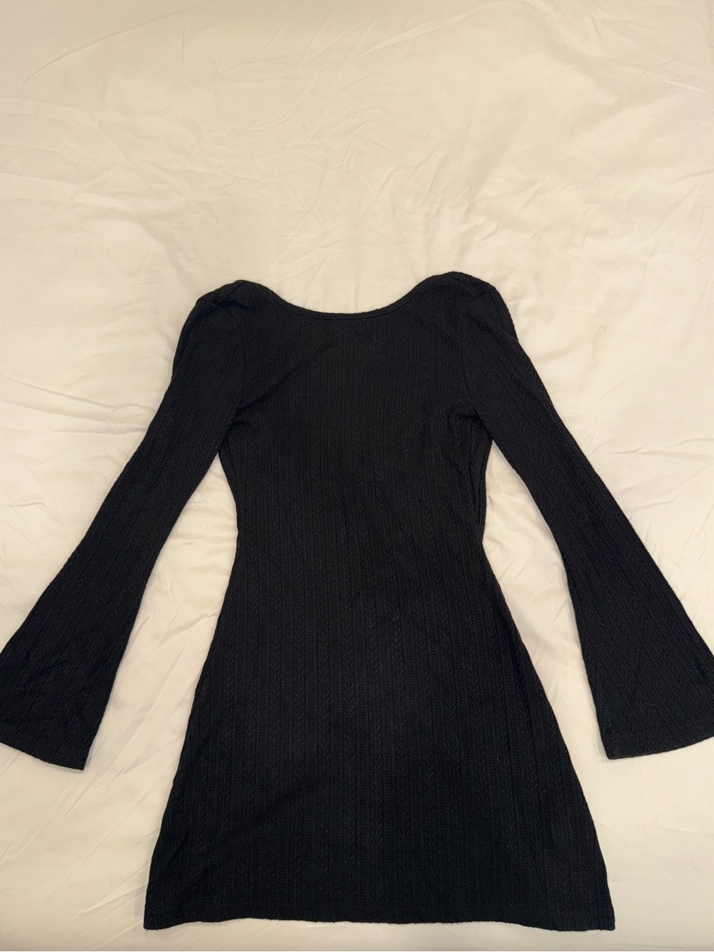 Black Long-Sleeve Knit Mini Dress